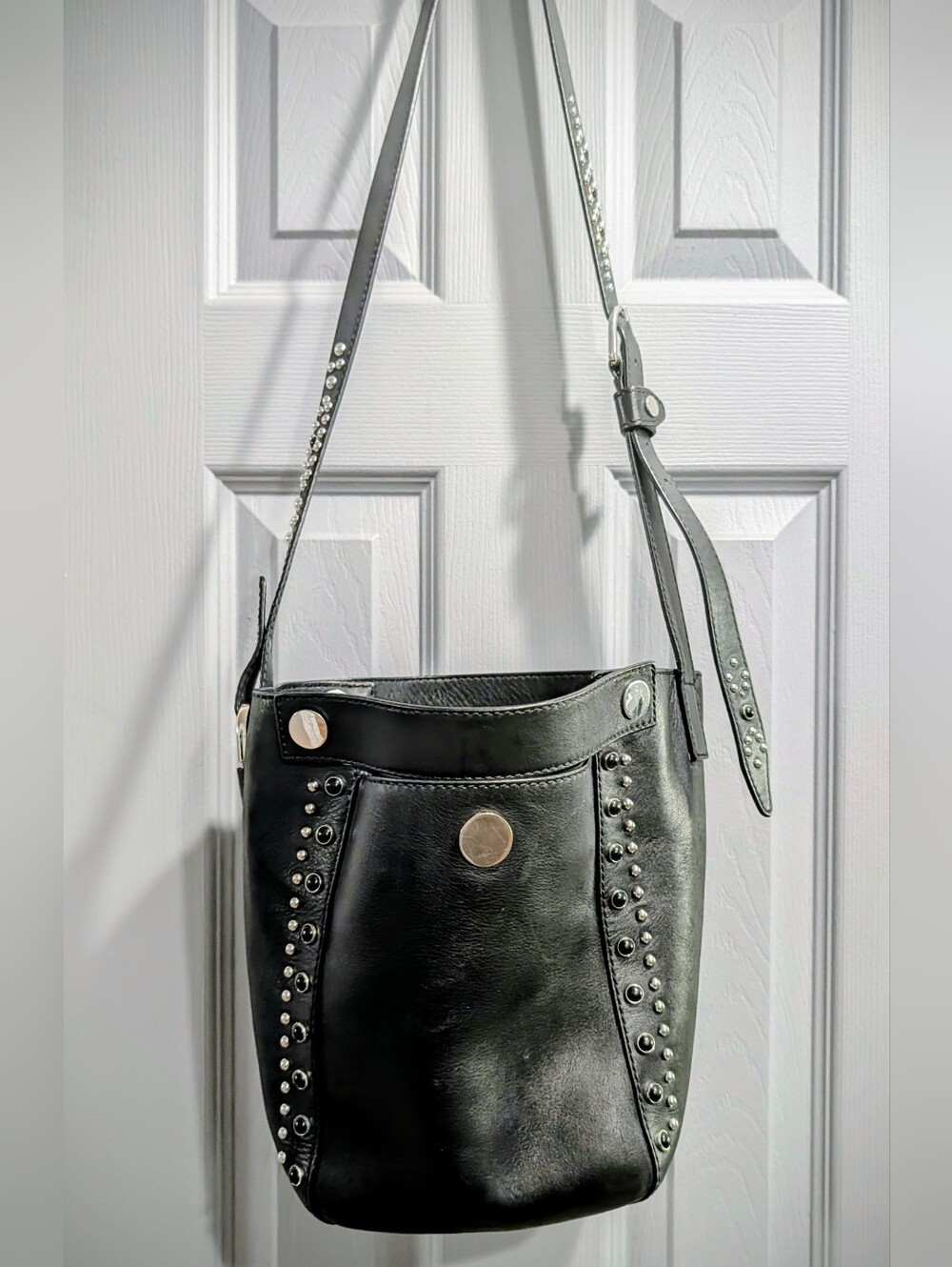 3.1 Phillip Lim Dolly Studded Black Leather Bucket Bag Moto Y2K